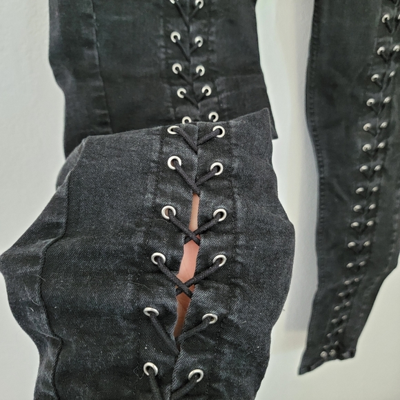 Topshop Jamie lace-up moto skinny jeans - Picture 2 of 6